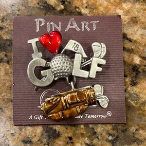 Vintage I Love Golf Pin Art Brooch from the 90’s 18 Holes.